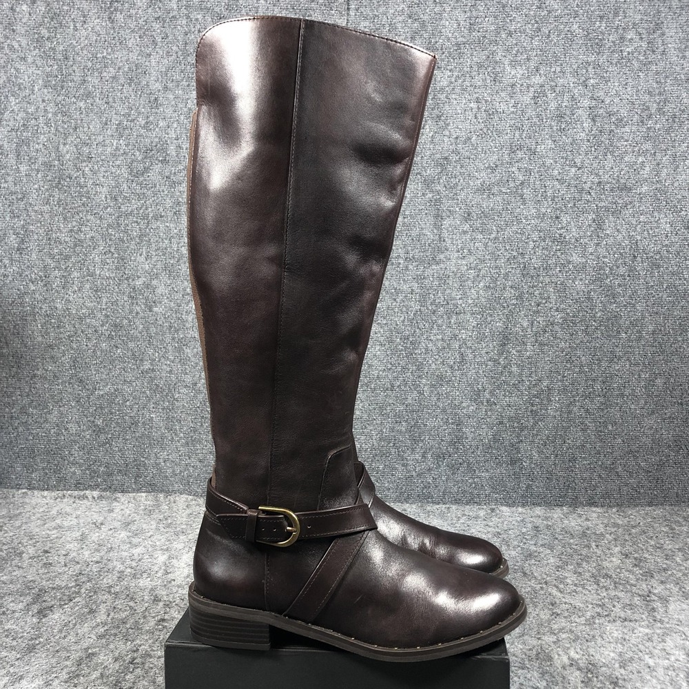 INC International Concepts Fadora Boots Womens 8M Brown Leather Wide Calf Riding - Picture 6 of 16